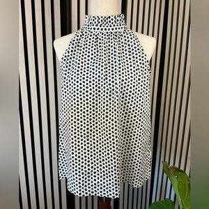 Polka Dot Navy Halter Neck Women's Top Sz M